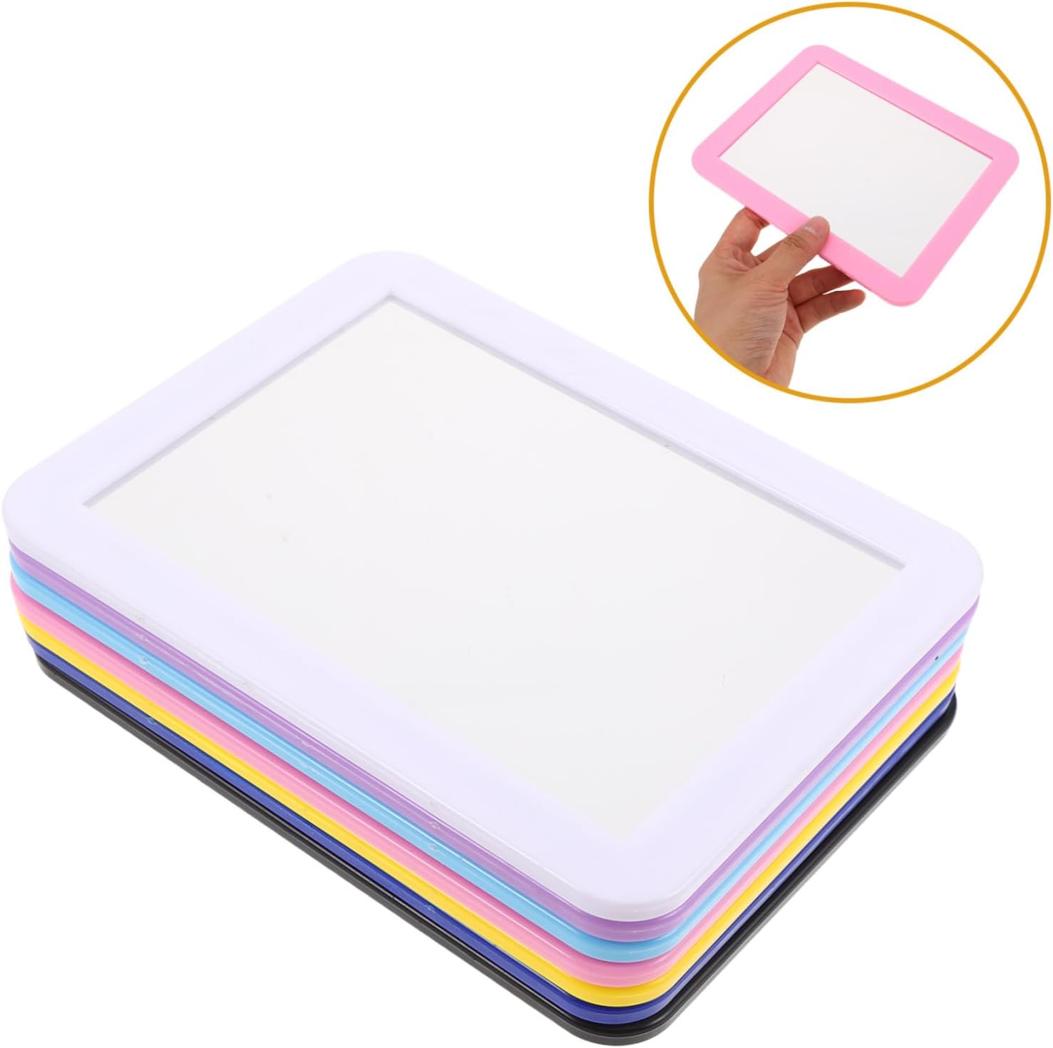7pcs Magnetic Preschool Mirrors – 6x4 Inch Shatter-Resistant Rectangular Mirrors with Rounded Corners, Magnetic Backing, Multi-Color Pack for Bathroom, Classroom, and Locker Use