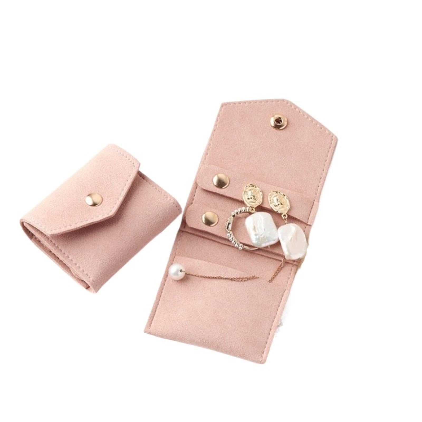 HUWOYG Microfiber Leather Jewelry Storage Bags Stud Earring Ring Charm Necklace Organizer For Rings Necklace(Color2)