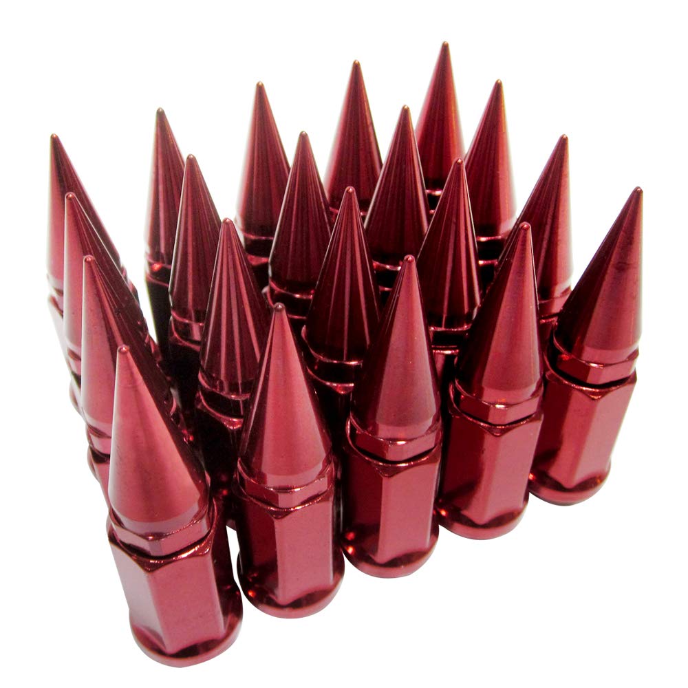 Set of 20 1/2 Extended Spike Tuner Wheel Rim Lug Nuts Tire Screws Refit (Red)