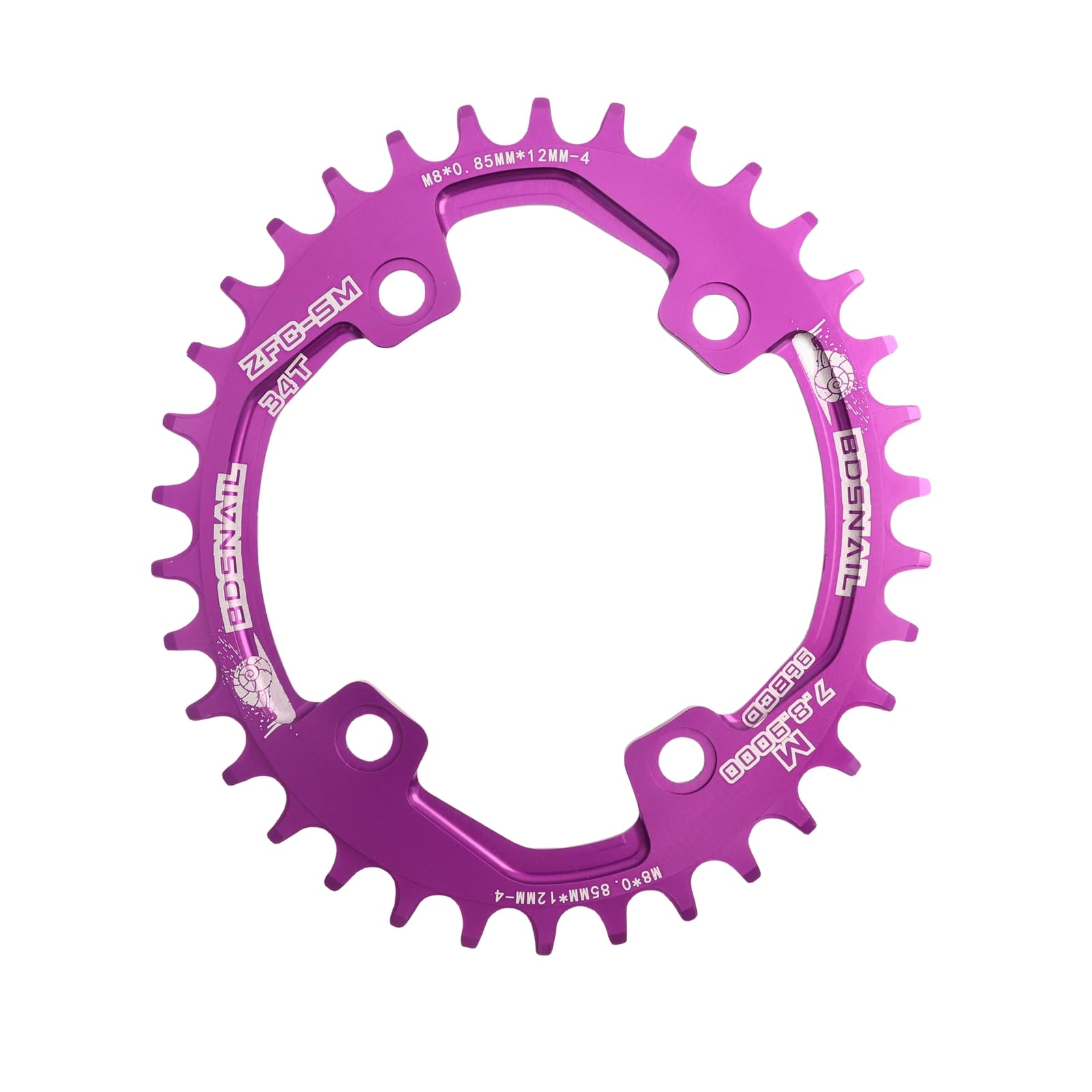 DJC Bike Chainring Asymmetrical 96BCD Round/Oval for XT SLX M6000 / M7000 / M8000 / M9000 MTB 7/8/9/10/11/12 Speed Narrow Wide 30T/32T/34T/36T/38T Tooth (8# Oval Purple, 34T)