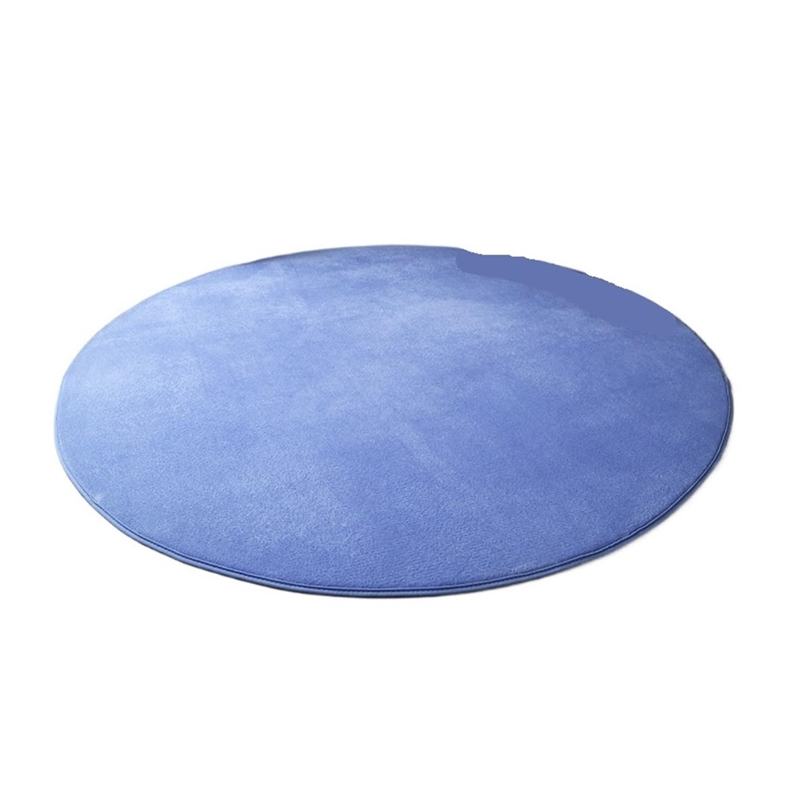 Tapis rond velours de corail bleu 100 cm, revêtement de sol lavable chambre et salon