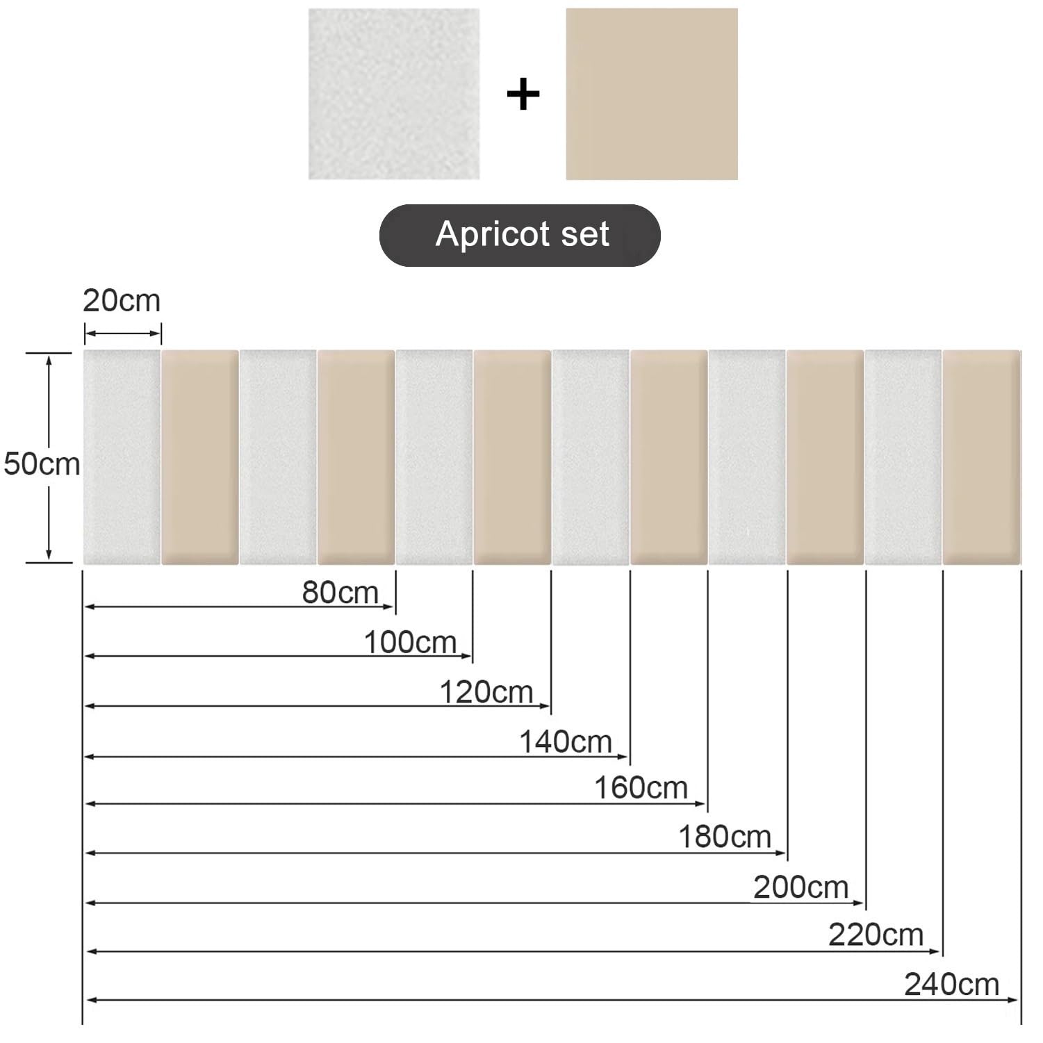 Tête de Lit Tapissée, Peler et Coller Panneaux Muraux Souples Enfants Anti-Collision Tête de Lit Stickers Muraux pour Taille de Lit Simple et Double(Apricot,120x50cm)
