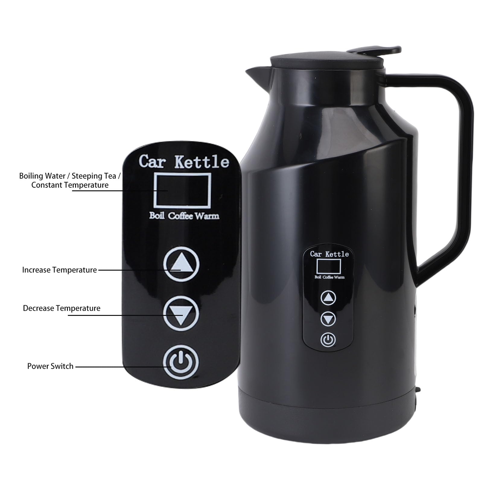 YUYTE Czajnik Elektryczny Samochodowy 1500ML z Dotykowym Ekranem LED,