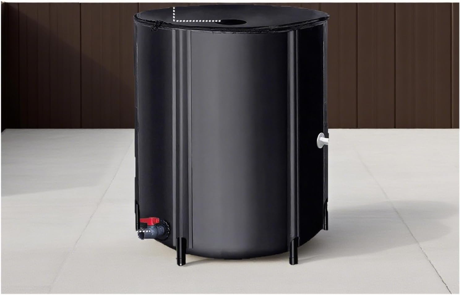 Garden Water Butt Rainwater Collection Barrel，Rain Barrel，Heat-Sealed Spliced ​​Fabric, Stable and Durable Structure, Suitable for Various Water Use Scenarios(Black,160L)