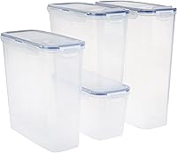 Vista 10 de LocknLock Easy Essentials - Juego de recipientes de almacenamiento de alimentos de despensa, rectangular, sin bisfenol A y aptos para lavavajillas