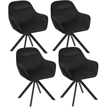 Drehstuhl Esszimmer 4er Set mit Armlehne Polsterstuhl aus Samt Armlehnst hle K chenstuhl mit Metallbeine und R ckenlehne f r Wohnzimmer Esszimmer Schwarz