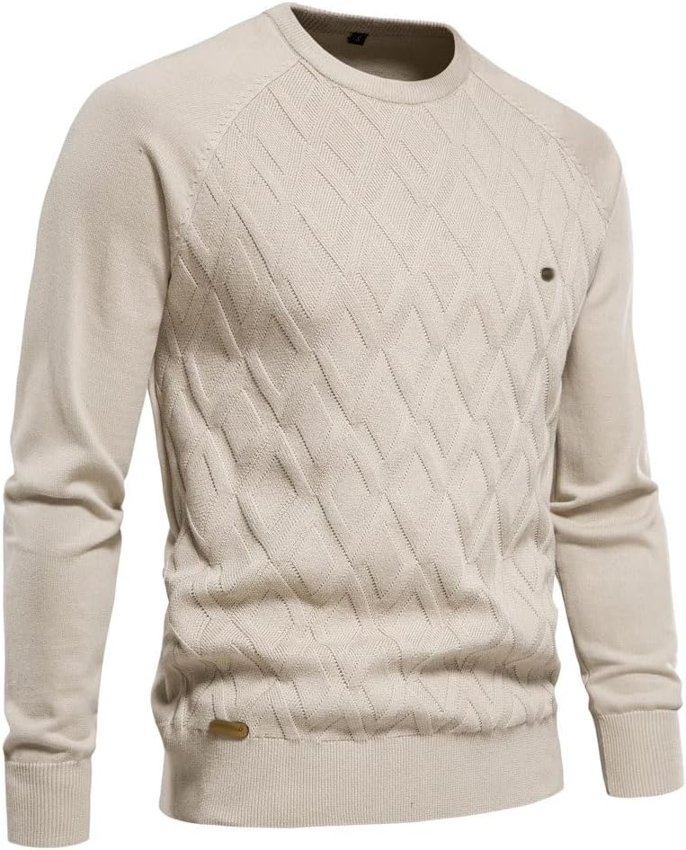 Winter Cotton Sweater Pullover Solid Color Knitted Men