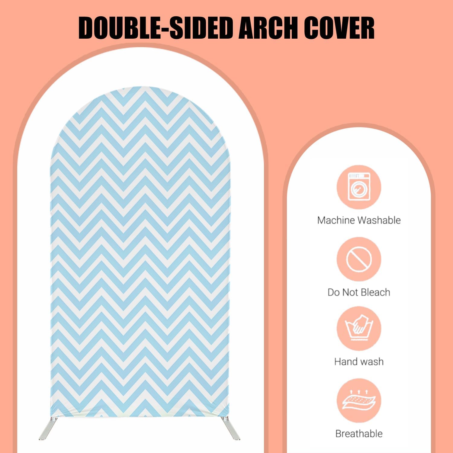 Blue Chevron Arch Backdrop Covers Double-Sided Arched Frame Stand Stretchy Fabric Covers for Birthday Parties Baby Shower Wedding Arch Tablecloth Decor Props
