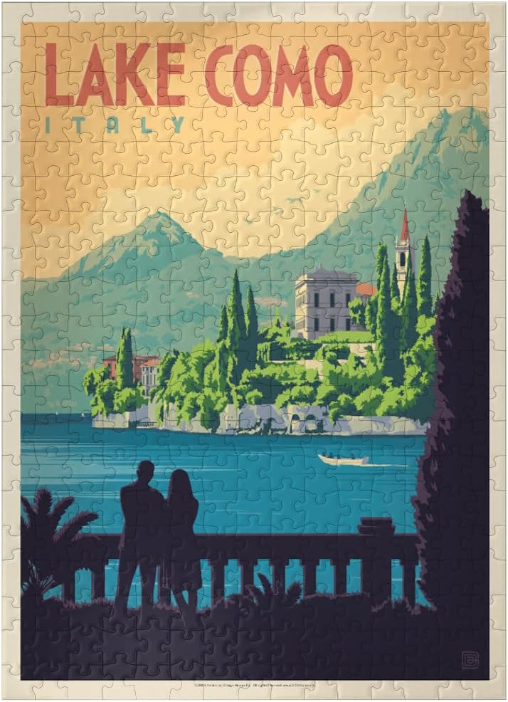 MyPuzzle Italy: Lake Como, Vintage Poster - Premium 1000 Piece Jigsaw Puzzle for Adults