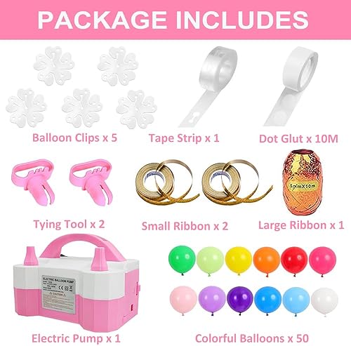 Miniatura 2 de Bomba eléctrica de globos, inflador portátil de doble boquilla con herramientas de atar globos para decoración de globos, bodas, fiestas de