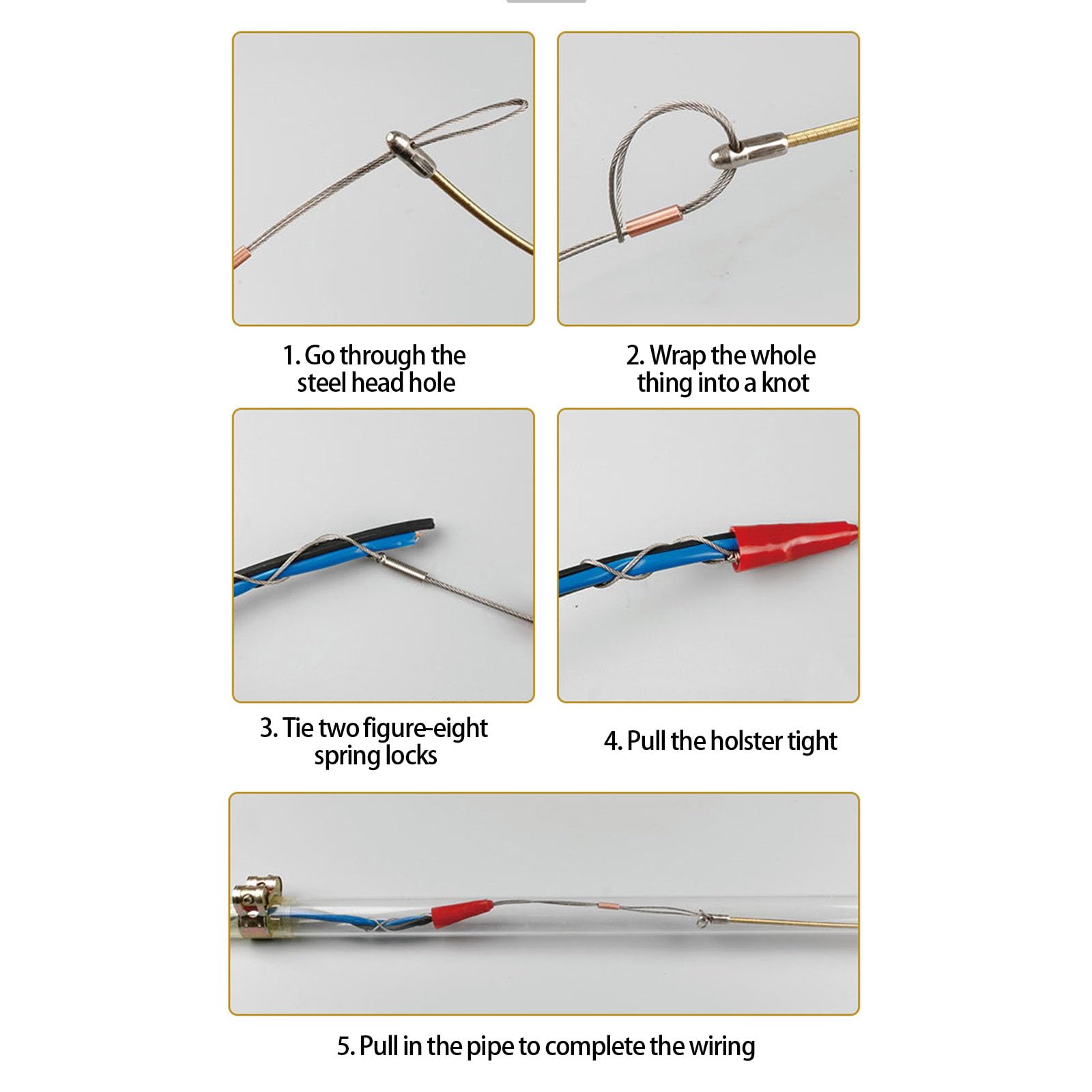Cinta de pescado de alambre de acero de 50 m para electricista, herramienta profesional de electricista para cableado eléctrico, extractor de conductos ABS con núcleos de acero