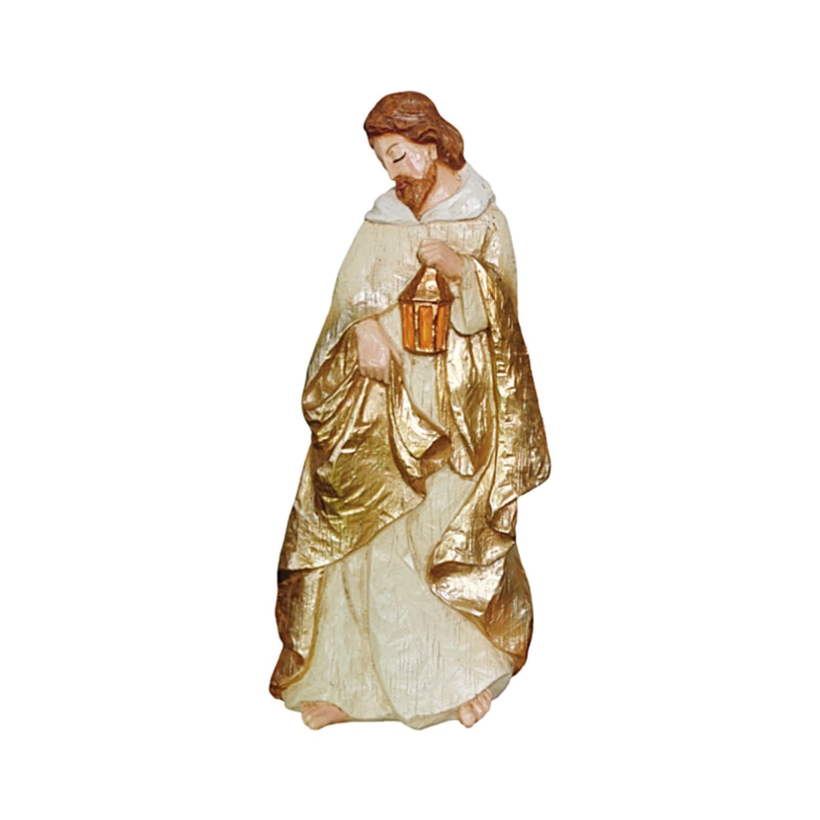 Set Scena Della Natività 5 Pezzi Statuina Della Sacra Famiglia In Resina | Statuine Religiose Per Il Natale Le Feste La Casa La Chiesa Il Tavolo La Scrivania La Mensola Lo Scaffale Il