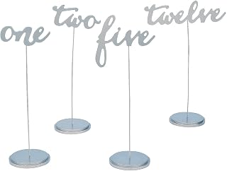 Silver Table Numbers (1-12 wooden calligraphy) Wedding and Party Supplies