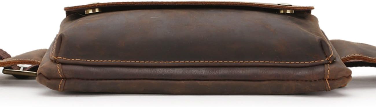 Unisex Brown Genuine Leather Waist Bag Messenger Fanny Pack Bum Bag For Men Women Travel Sports Running Hiking