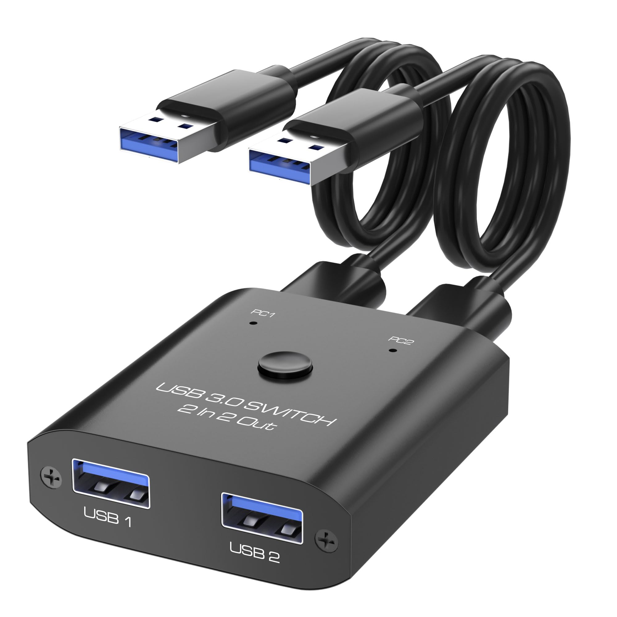 USB3.0 切替器 PC2台用 2入力2出力 2本のUSB3.0ケーブル付き USB 切り替え器 2台PCでキーボード/マウス/プリンタなどを共有 5Gbps高速転送 Type-A切り替え機 1台のプリンターを2台のパソコンで使用 マウス キーボード 切り替え USB 分岐 Type-A セレクター スイッチャー
