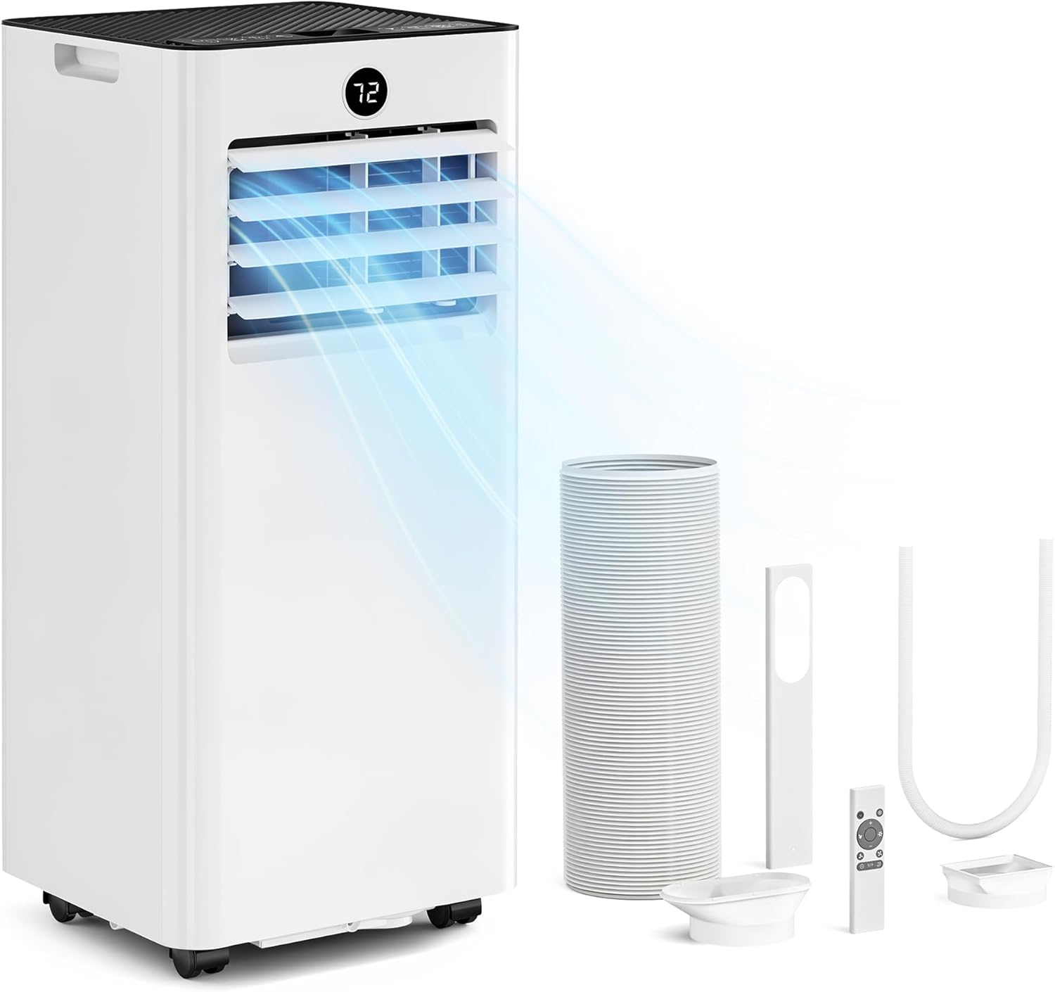 Manastin 8000 BTU Portable Air Conditioner, 4-in-1 AC Unit with Cool, Dry, Fan & Sleep Modes, Fast Cooling for Rooms up to 350 Sq.Ft, Quiet Operation, 24H Timer, Remote Control & Window Kit