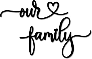 Metall Wanddeko „Our Family“ in Schwarz, moderne Wanddekoration für Wohnzimmer, Schlafzimmer und Flur, iron black silhouette wall art, wanddeko metall für stilvolle Wohnraumgestaltung, Wohndekoration