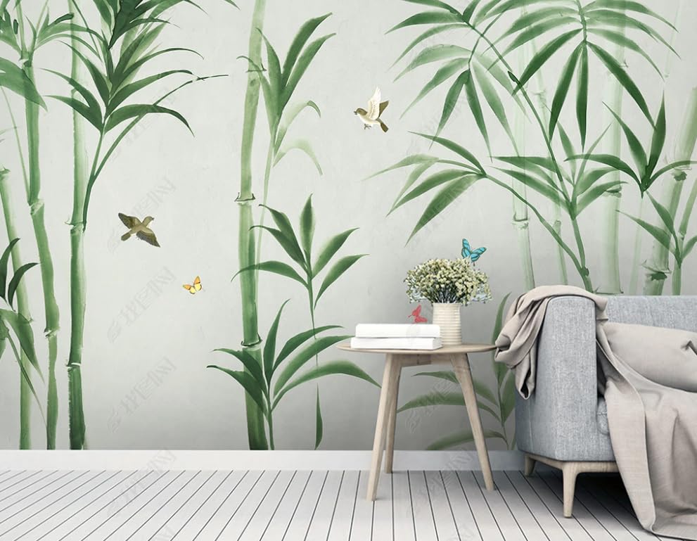Papier peint intissé encre bambou panoramique 250x175 cm pour décoration murale