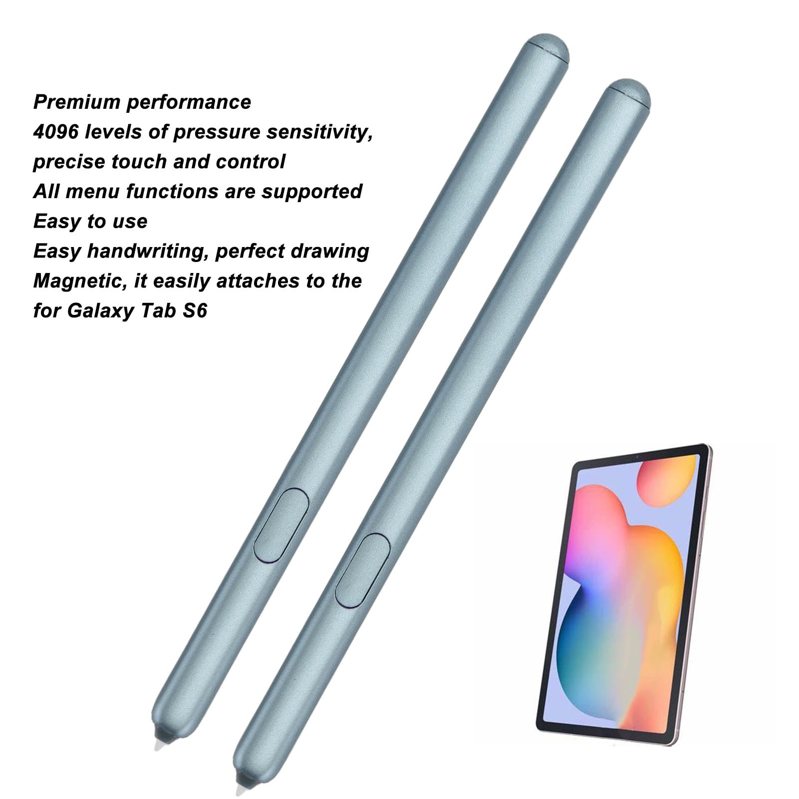 Denash Tablet Stylus Pen Professional Controllo Ad Alta sensibilità per Tab S6, 4096 Livelli di Pressione, Facile da Usare, 2 Penne + 10 Pennini per Designer e Studenti (BLUE)