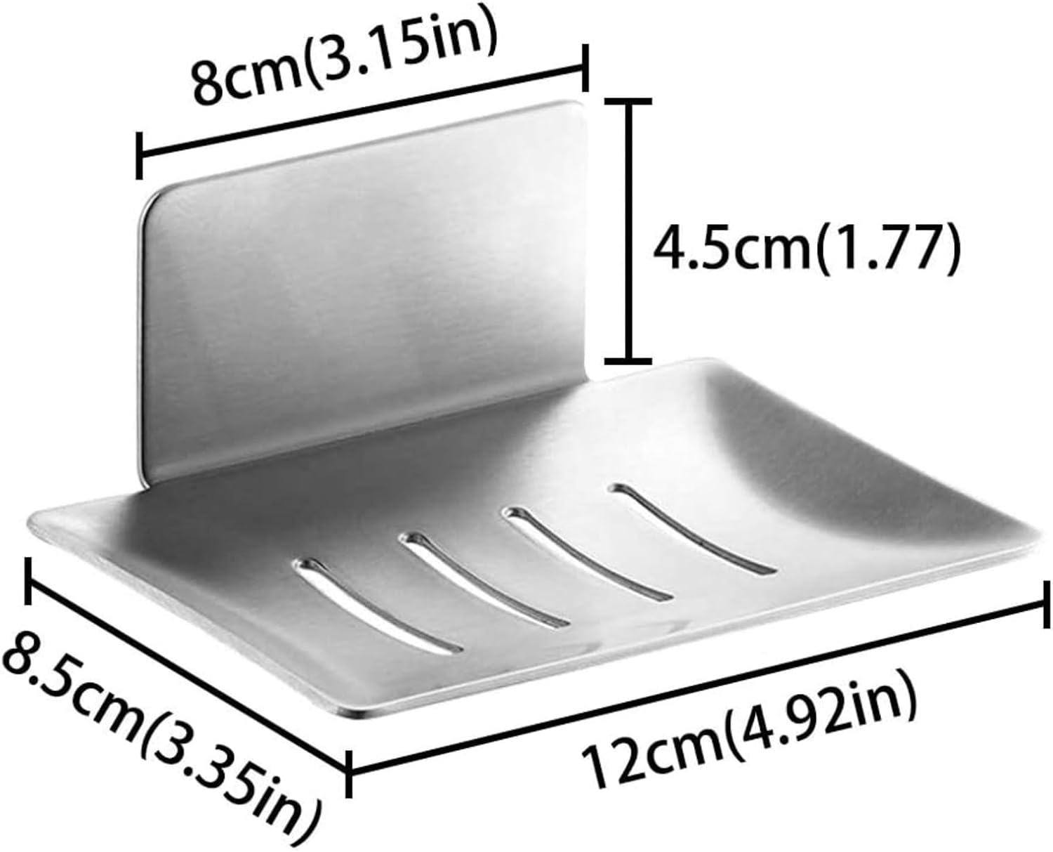 Self-Adhesive Soap Dish for Shower, Stainless Steel Bar Soap Holder Dishes for Bathroom Kitchen