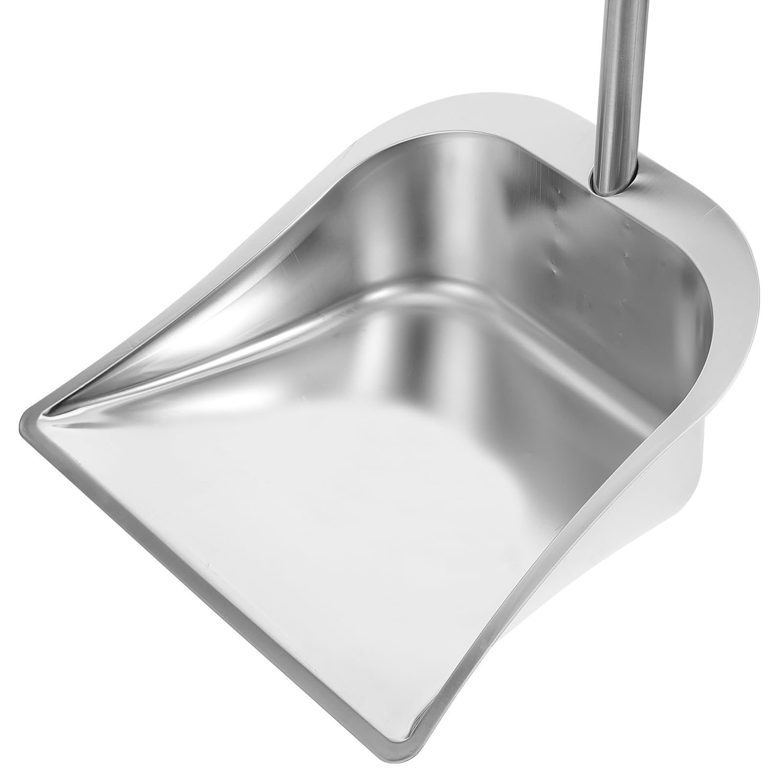 Genérico Pala de Basura Doméstica de Acero Inoxidable Grueso Mango Ergonómico de Tres Secciones, Recogedor de Limpieza para Cocina y Hogar, Herramienta Práctica para Manejo sin Agacharse