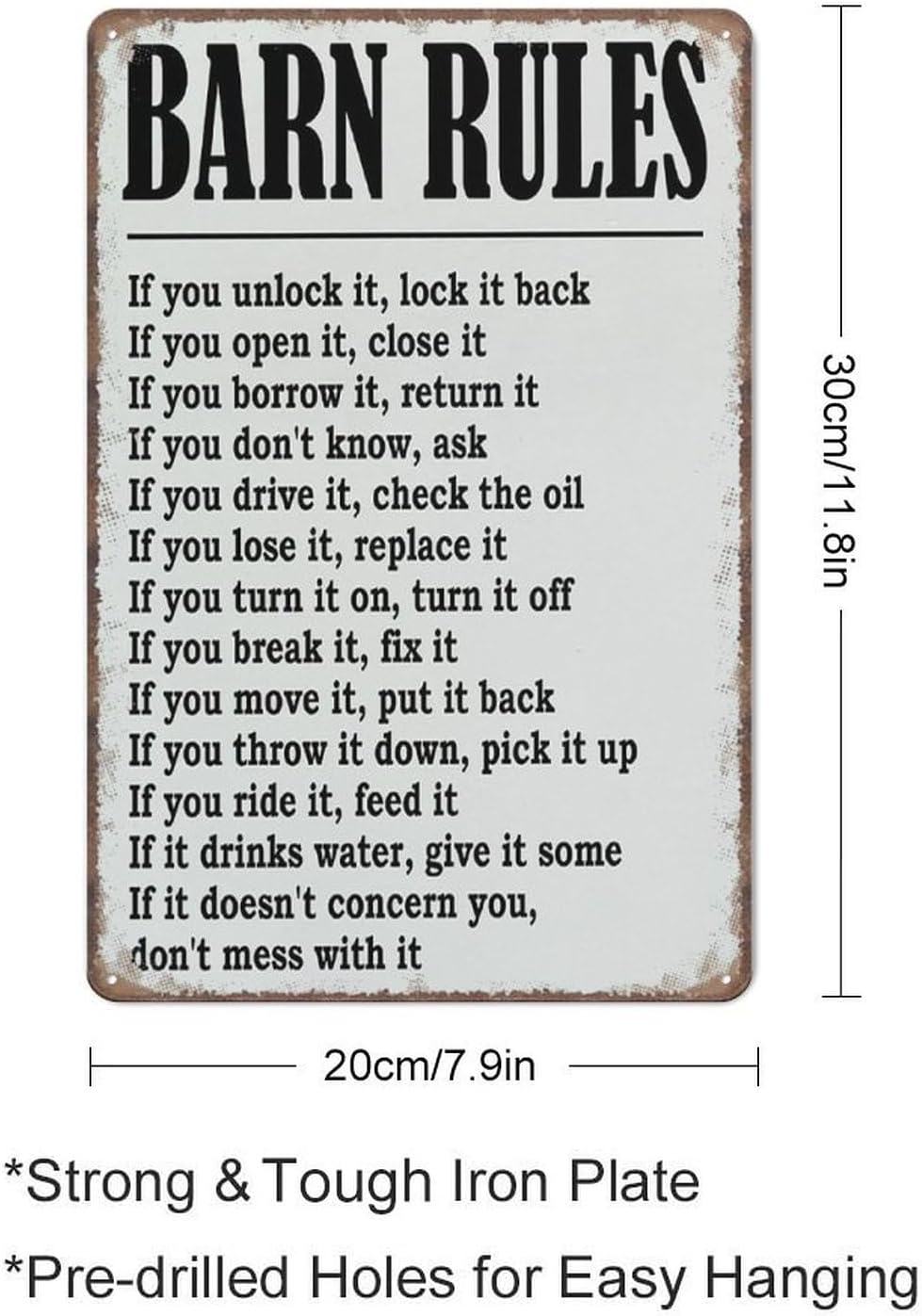 Aikeory Western Decor Sign, Barn Rules, Inspirational Western Decor Funny Metal Sign Poster Wall Art for Kitchen Garden Bathroom Farm Home Coffee Decor Tin Sign,8x12 inches image 2