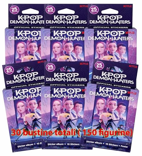 K-Pop Demon Hunters 6 Ecoblister of 5 Packs Sticker Cards Collection Box Official Figurines for K-Pop Demon Hunters Album