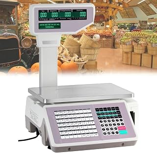 Digital Price Label Printing Scale, LCD Screen Weight Price Scale,15kg/30kg Capacity, Electronics Barcode Thermal Printer for Commercial/Supermarket/Warehouse Weighing,