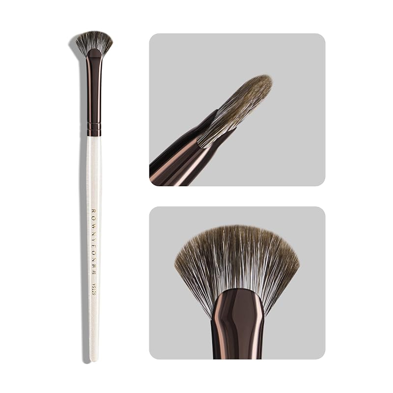 Pincel leque mini Lunar Shadow ROWNYEON com pelos de raposa-das-neves YS129, 1 unidade