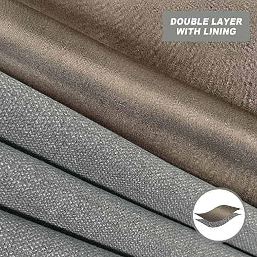 Liyaxun 120" W X 102" L Pinch Pleat Solid Faux Linen Drapes For Large Patio Door, Insulated Patio Door Drapes For Track System, Thermal Blackout 95% Liner Grey (1 Panel) #TOP3