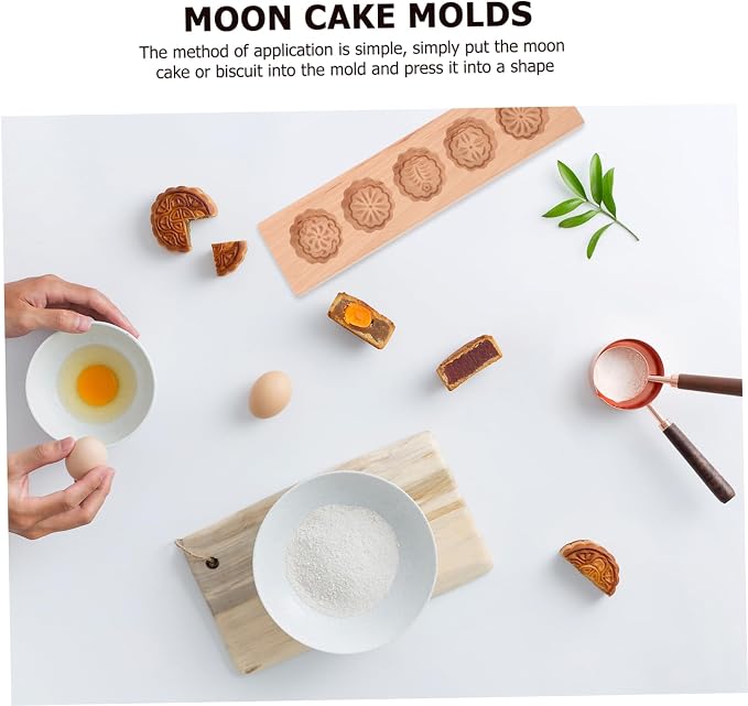 Molde de Moon Cake de Madera para Cocina, 5x5x1.6cm, Herramienta de Cocina para Hogar, Kit para Hacer Mooncakes miniatura 3