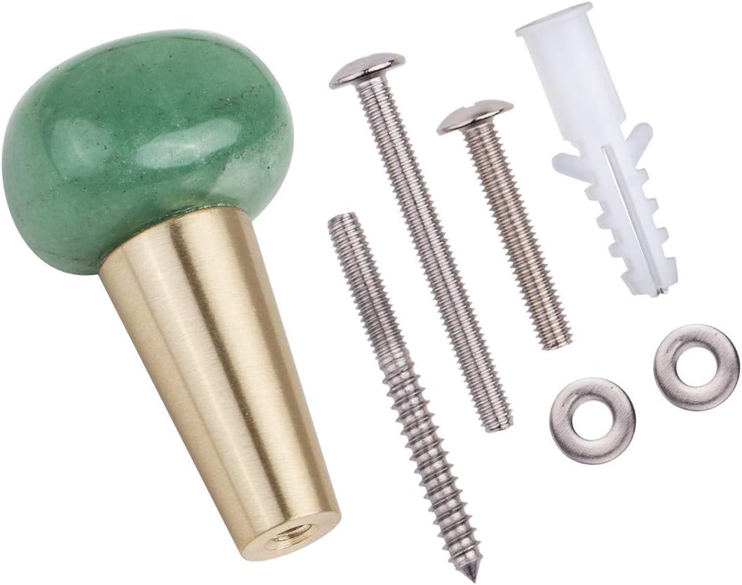 mookaitedecor Healing Stone Cabinet Knobs with Screws, Drawer Pulls Handle Knobs for Dresser Cupboard Wardrobe Decorative Wall Hanger, Green Aventurine, Pack of 4