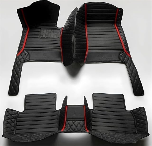 Custom Car Floor Mats Compatible with Mazda CX-5 CX-3 CX-4 CX-7 CX-8 CX-30 Mazda 6 Mazda 3 Mazda CX-9 Waterproof Non-Slip Weather Full Coverage Floor Liners (All Black with Red bar)
