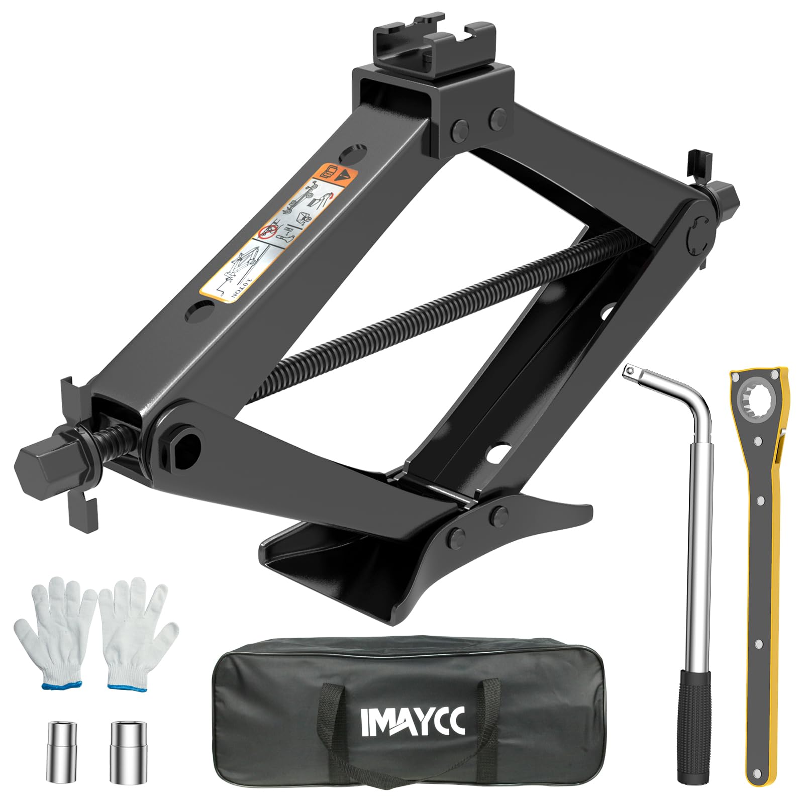 IMAYCCScissor Jack 3T Thickened Car Jack for Car/SUV/MPV/Estate Car Jack with Ratchet 360° Activity Head Ratchet Wrench Double Swivel Hand Crank Trolley Jack Lifter