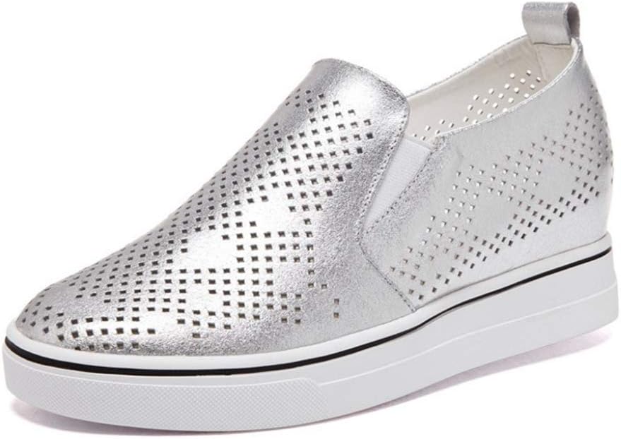 [KLIAN] メッシュ シルバー スリッポン 25.0cm 厚底 通気性 スニーカー レディース インヒール スリッポン スニーカ
