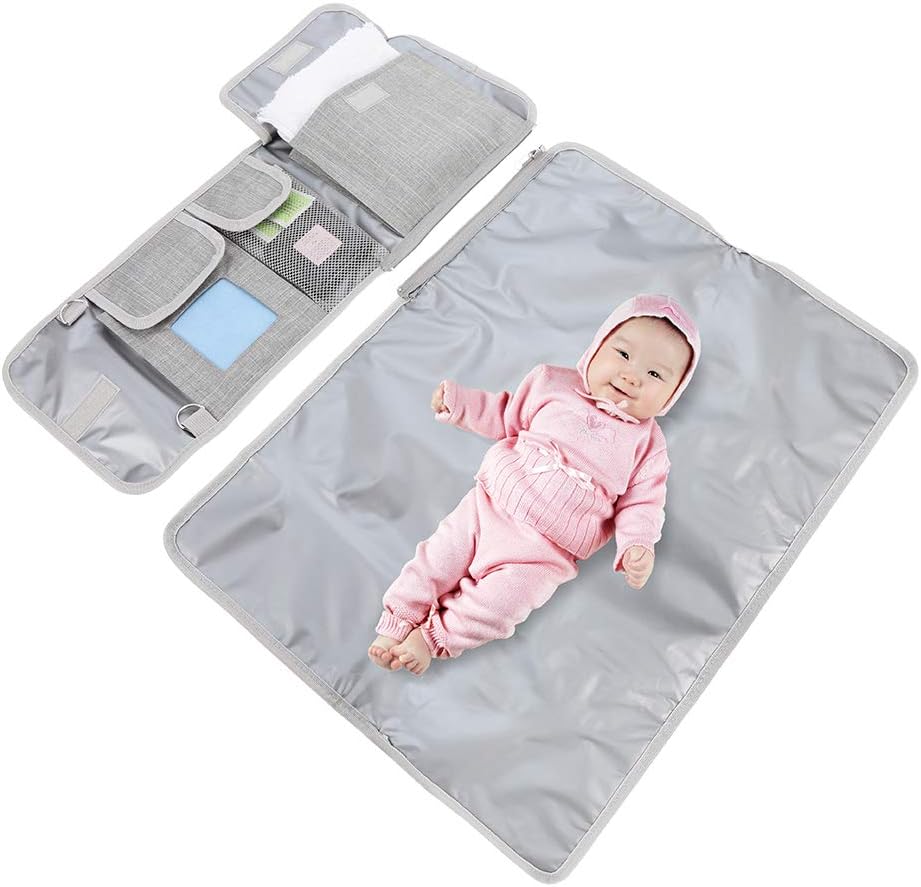 faddy-1 Travel Changing Mat, Portable Baby Nappy Changing Mat Diaper,Waterproof Foldable Infant Baby Changing Pad Kit for Home Travel Outside