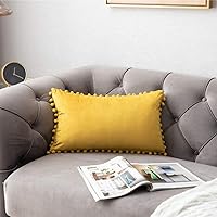 Vista 15 de 2 fundas para cojín decorativo de terciopelo con pompones