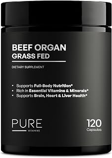 – 3000mg Grass-Fed Beef Organ Supplement | Liver, Heart, Kidney, Pancreas & Spleen | Full-Body Nutrition & Energy Support | Non-GMO, Allergen-Free | 180 Capsules- Made in USA