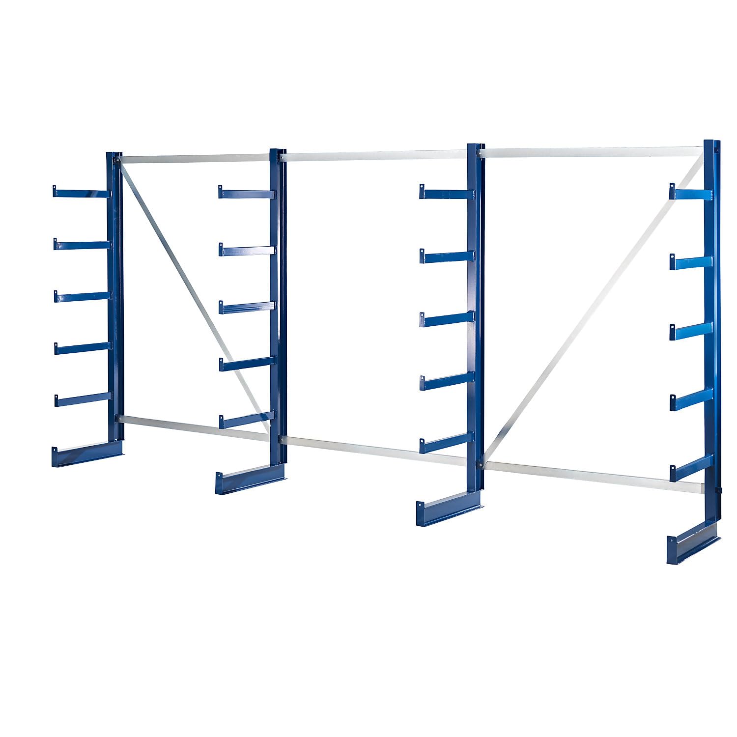 EUROKRAFT pro | Scaffali con bracci a sbalzo di pari lunghezza | lunghezza scaffale 4050 mm | un lato utile | blu genziana