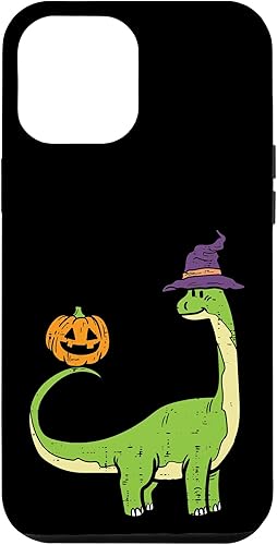 Funda para iPhone 14 Pro Max Brachiosaurus Witch Pumpkin Halloween Dinosaur Brontosaurus