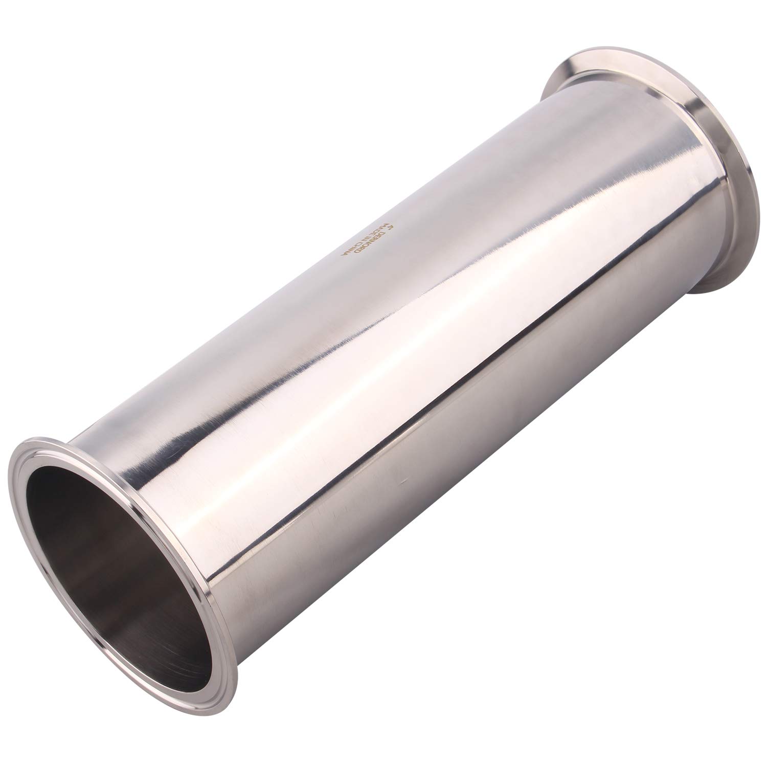 DERNORD Tubo de carrete sanitario con extremos de abrazadera, tubo redondo sin costura 304 con brida de 10 cm (longitud del tubo: 305 mm)