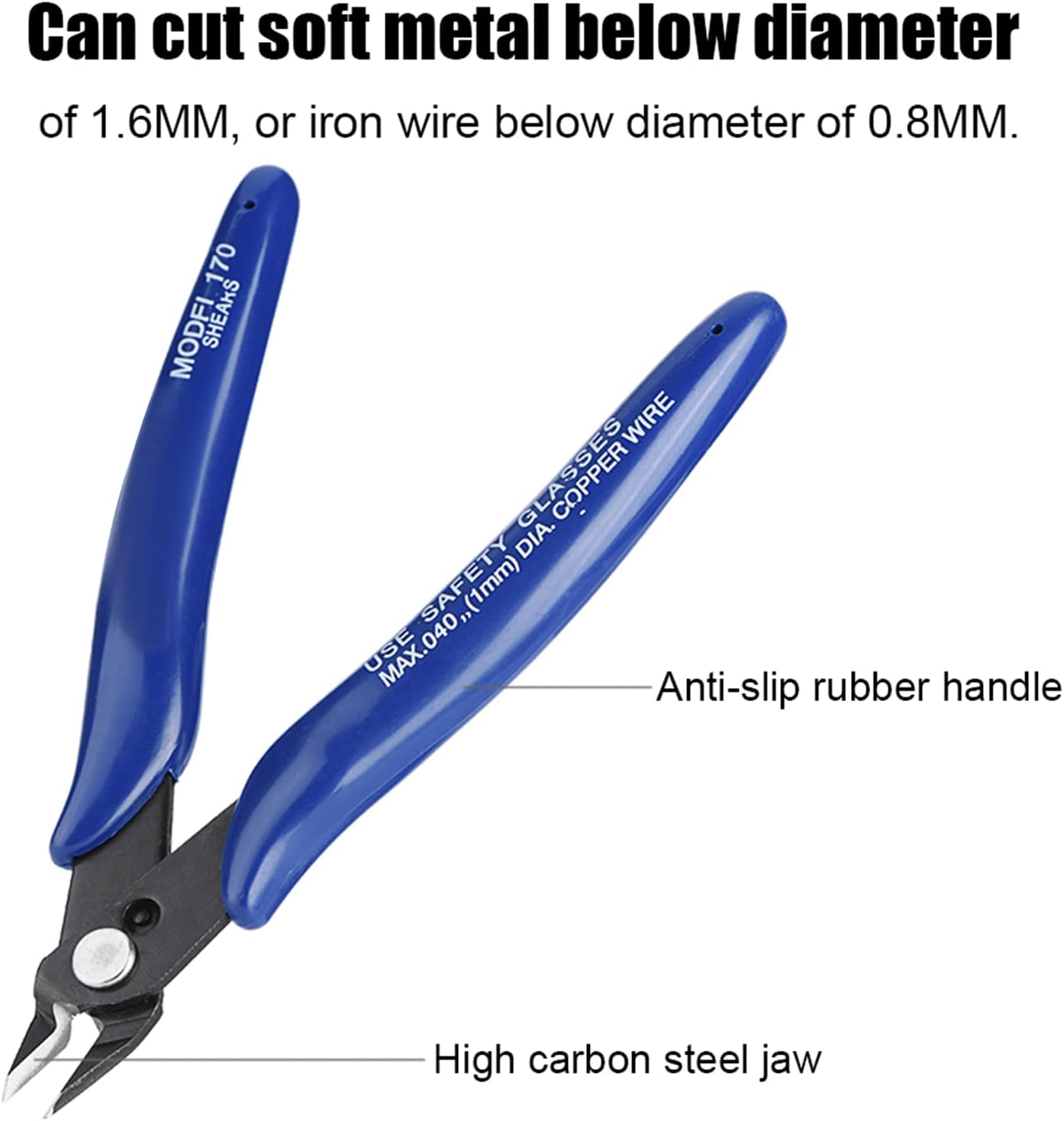 Wire Cutters, Micro Flush Cutters with Internal Spring, Diagonal Cutters for Electronics, Heating Wire, Model Sprue, Soft Copper Wire