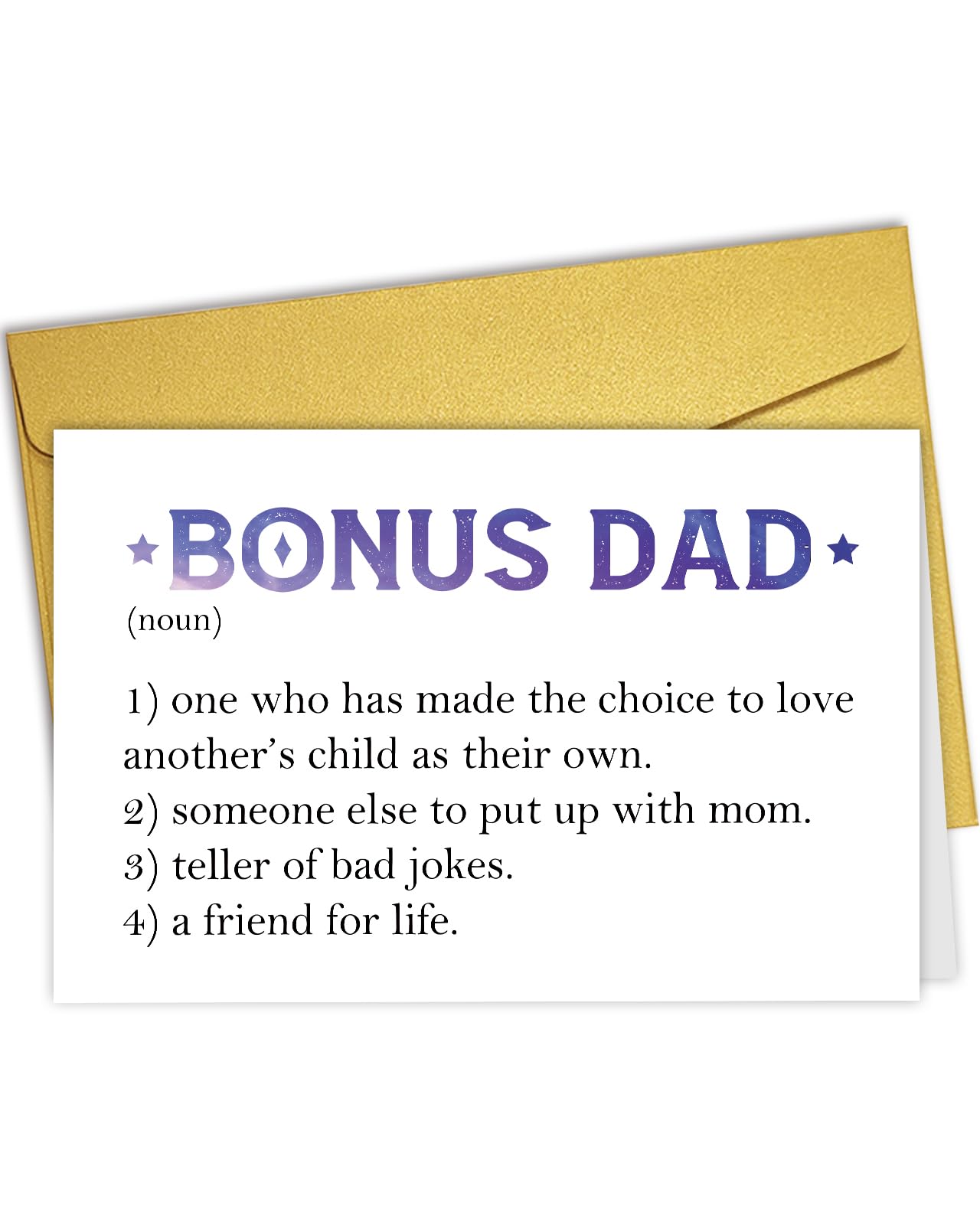 Nchigedy Bonus Dad Definition Card, Bonus Dad Birthday Card from Stepdaughter Stepson Kids, Sweet Fathers Day Cards for Stepdad