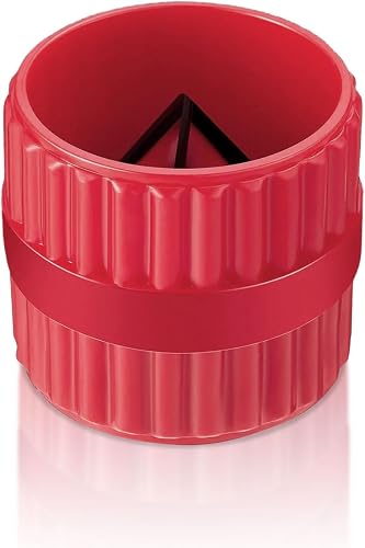 Pipe Reamer Deburring Tool, Inner & Outer for Copper PVC Brass Tubes Red | With hardened alloy steel blade,removes inner & outer burrs,fits 3/16" to 1-1/2" tubes (Aluminum),compact & lightweight