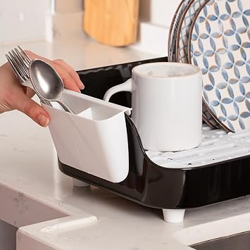 Porsima AKL-060 Black Luxury Plate Dishwasher-Directable Water Flow Dish Basket with Dishwasher-Spoon Holder
