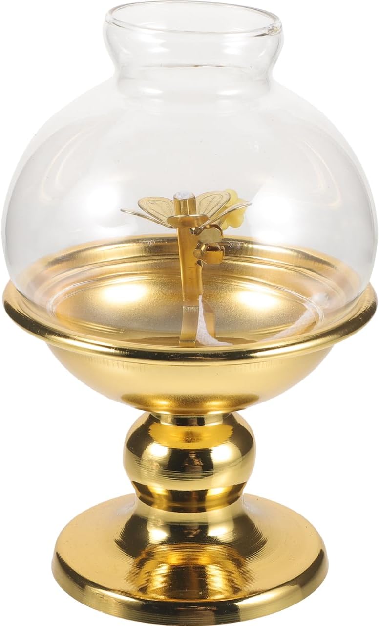 Abaodam Large Chamber Oil Lamps, Glass Clear Kerosene Oil Lamp with Cover for Indoor Decorative Hurricane Lantern Vintage 5.7" Height