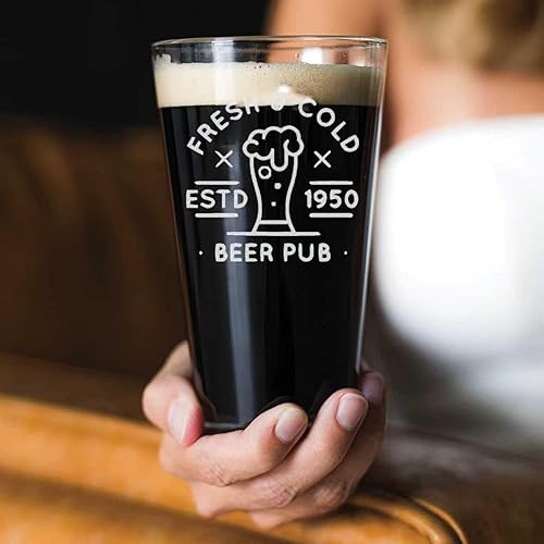 Miniatura 6 de Vaso de cerveza personalizado  Pinta de cerveza personalizada de 16 onzas con logotipo y texto grabados, regalo divertido para hombres, papá,