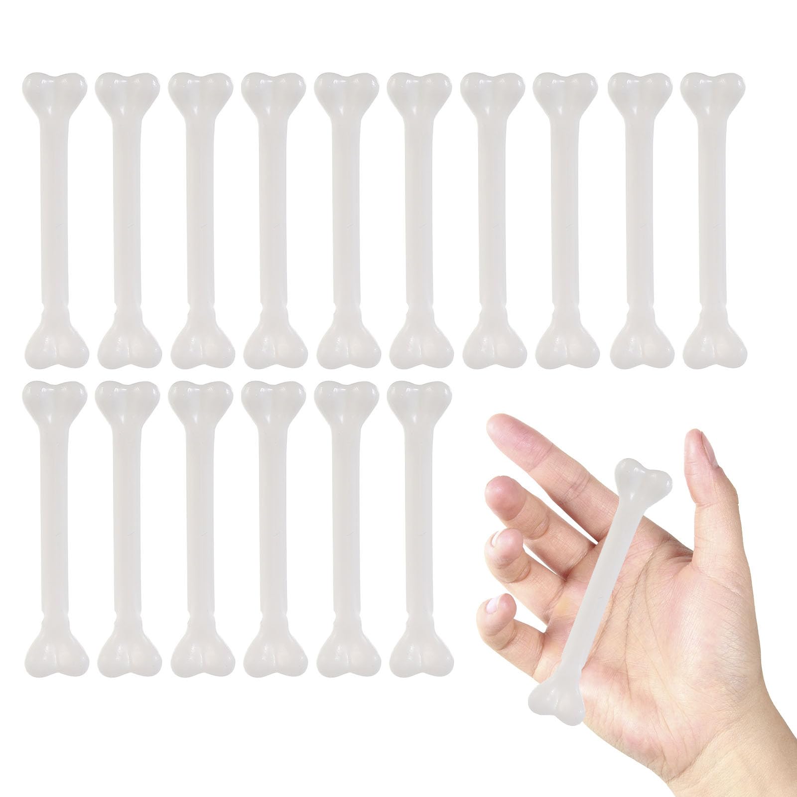 MAGICLULU Mini Plastic Skeleton Bones, Small Realistic Bone for Halloween Party Decorations, Mini White Skeleton Charms for DIY Crafts, Tabletop