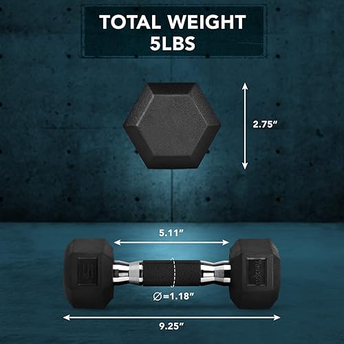 Miniatura 3 de Yes4All Mancuernas hexagonales con agarre de goma, pesas de mano con antideslizante de 5 a 50 libras individuales