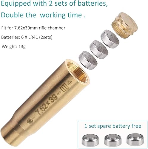 Miniatura 2 de 7.62X39MM Red Dot Laser Bore Sight Cal. 7.62X39 Cartucho en cámara Punto Rojo Puntos Láser Boresighter con 2 Juegos de Baterías